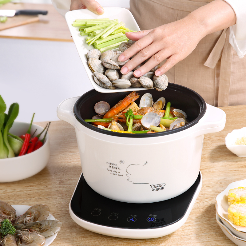 小浣熊 多功能分体式家用迷你火锅小电锅小2人3宿舍学生电热电煮锅 米