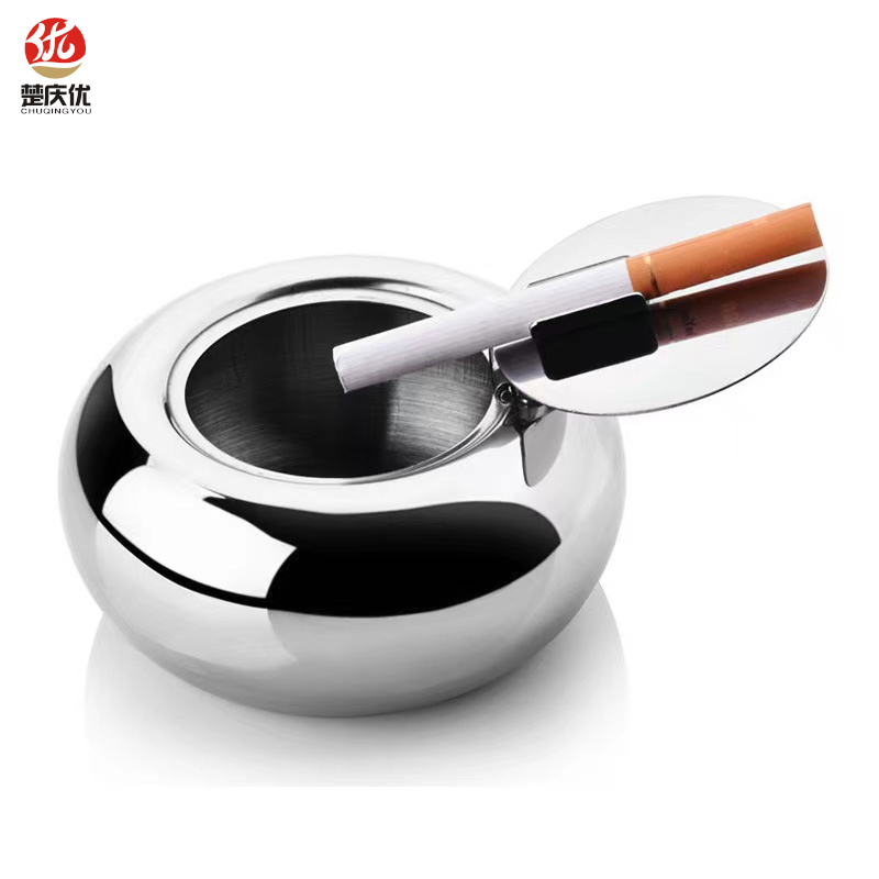 楚庆优 不锈钢烟灰缸 直径10cm 个高清大图