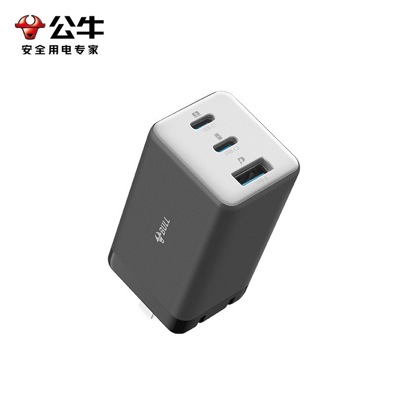 公牛(bull)GNV-AF1673卵石灰[67W/三口快充]氮化镓充电器适用苹果14PD插头TypeC手机多口充电头高清大图