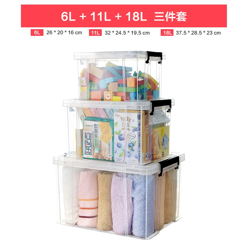 家用特大号加厚衣服收纳箱全透塑料周转玩具小储物盒子透明整理书 三维工匠高清大图