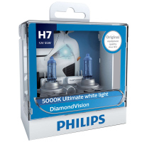 飞利浦(PHILIPS)蓝钻之光H7升级型汽车灯泡近光灯远光灯卤素灯2支装 色温5000K