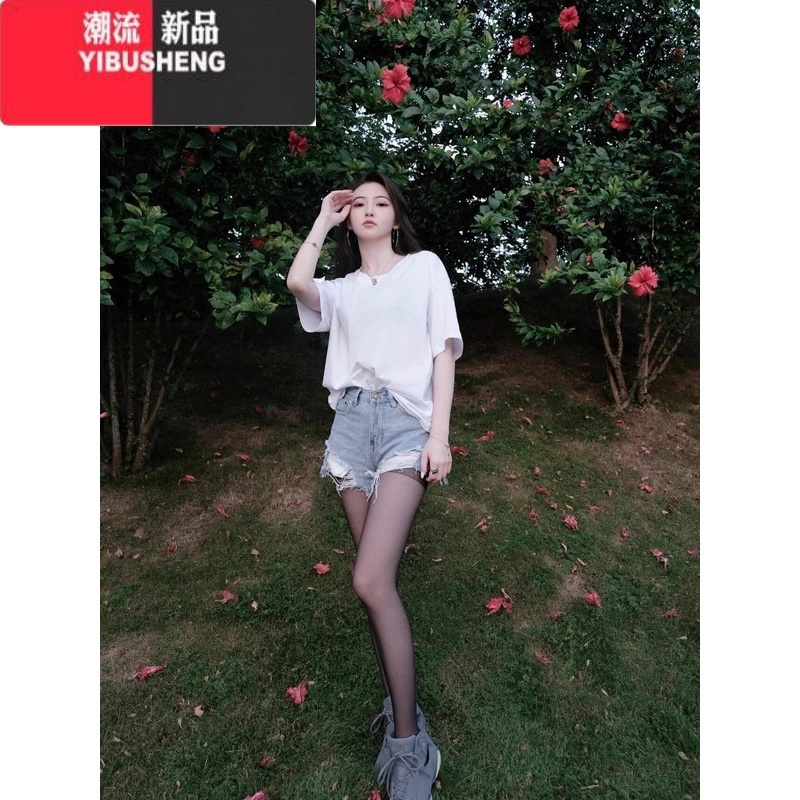 YIBUSHENG圆领大白色体恤短袖t恤内搭女士半袖季时尚宽松上衣潮韩版高清大图