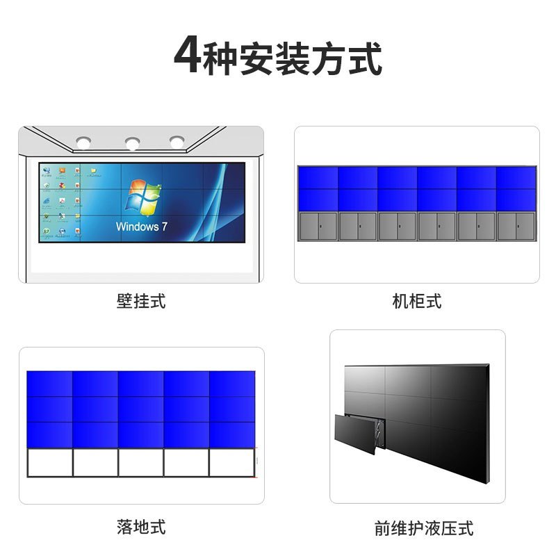 华脉55英寸0.88mm液晶拼接屏单台前维护套装视频会议直播安防监控商场广告宣传电子显示大屏幕HM-DC55S04-2高清大图