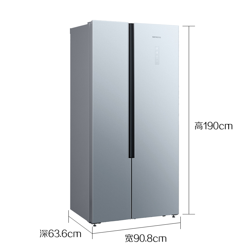 西门子(SIEMENS)BCD-530W(KX52NS43TI)530升超薄对开门冰箱 玻璃门 风冷 变频(晨雾灰)