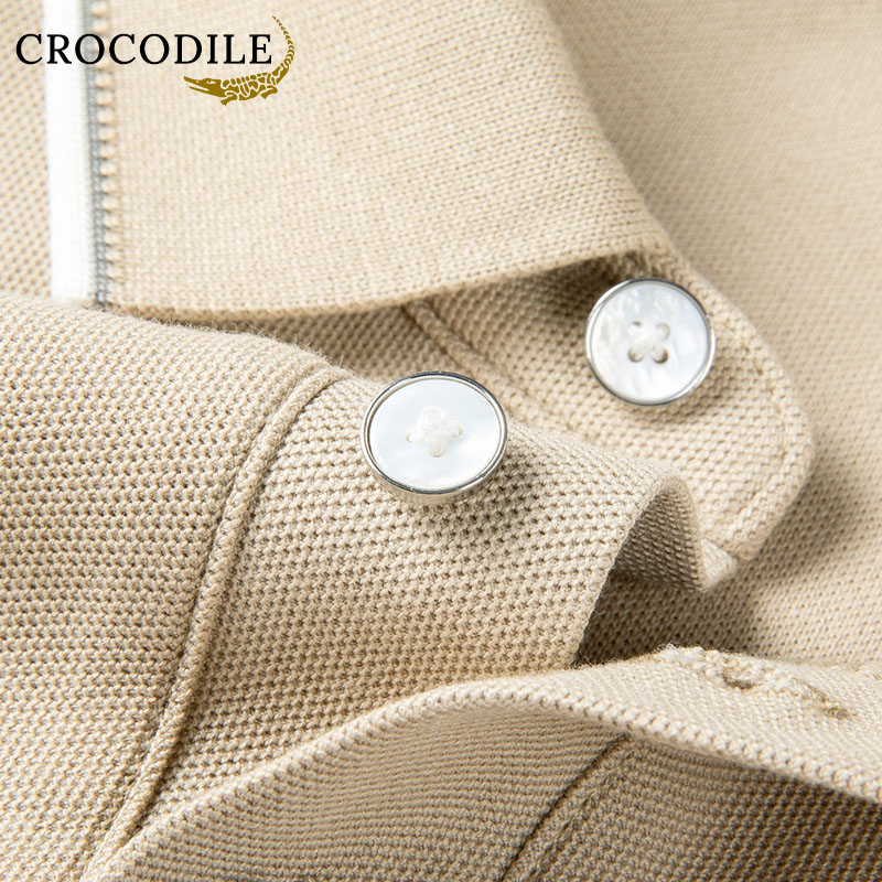 鳄鱼恤CROCODILE 秋冬商务全棉舒适长袖男POLO衫T恤高清大图