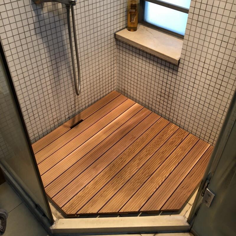 淋浴木地板浴室防滑垫洗澡实木地垫淋浴房地板防滑垫木可定制