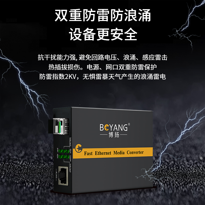 博扬 BY-WG613B-LC-60KM电信级千兆单模单纤光纤收发器光电转换器支持14槽机架 外置电源B端60公里 LC