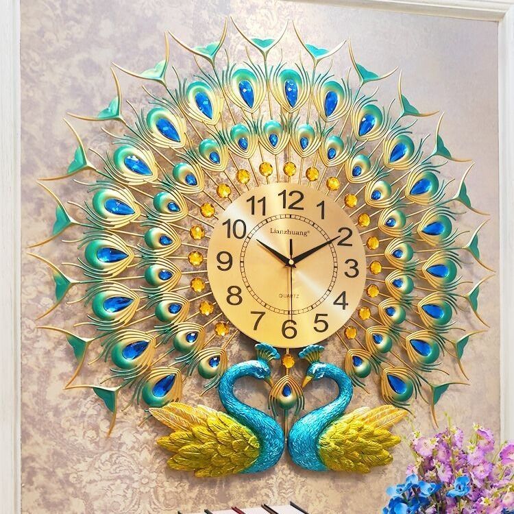 铭侣 挂钟客厅孔雀挂钟客厅家用时尚创意钟表简约装饰壁钟欧式时钟