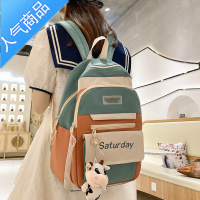 封后书包女初中生中学生高中生夏季拼色2021新款大学生容量双肩包背包学生书包