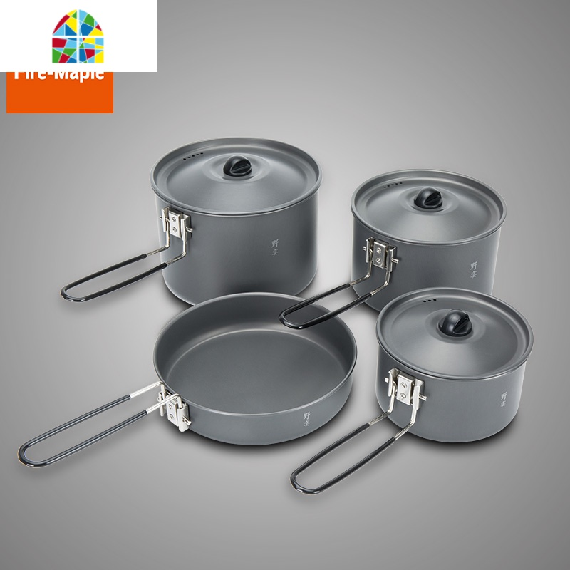 野营套锅3-4人户外炊具便携收纳野餐锅具户外装备用品FENGHOU