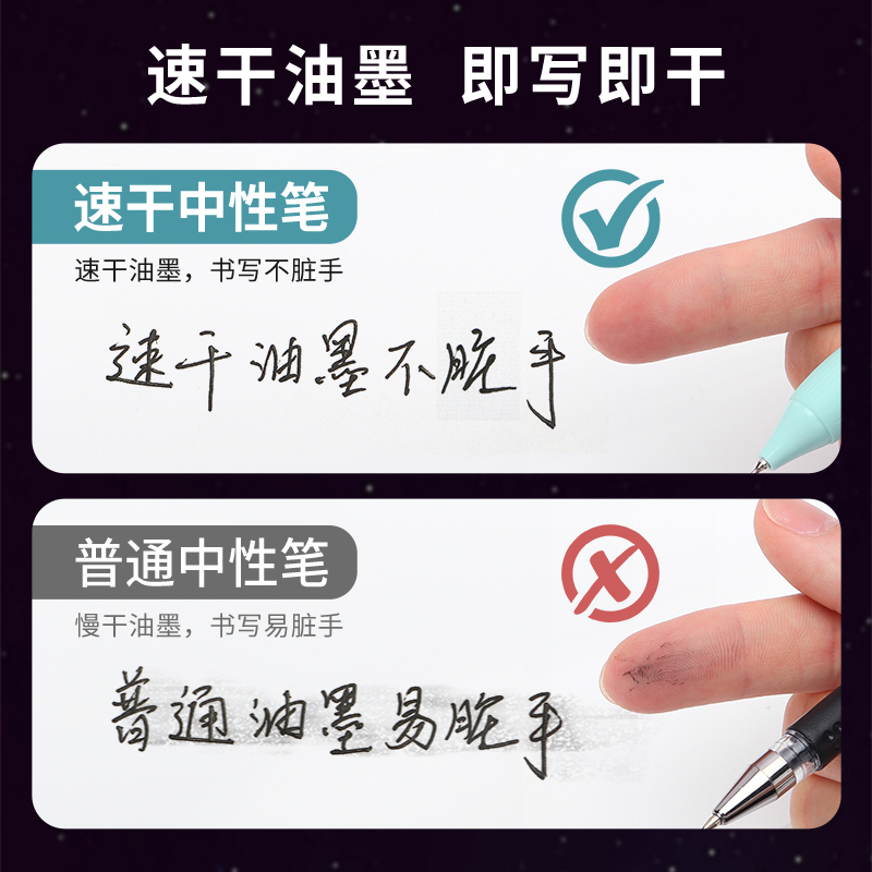 宝克(BAOKE)PC1924 0.5mm大容量按动中性笔 CS锥形笔头 软胶舒适握感水笔 混色 12支/盒 1盒