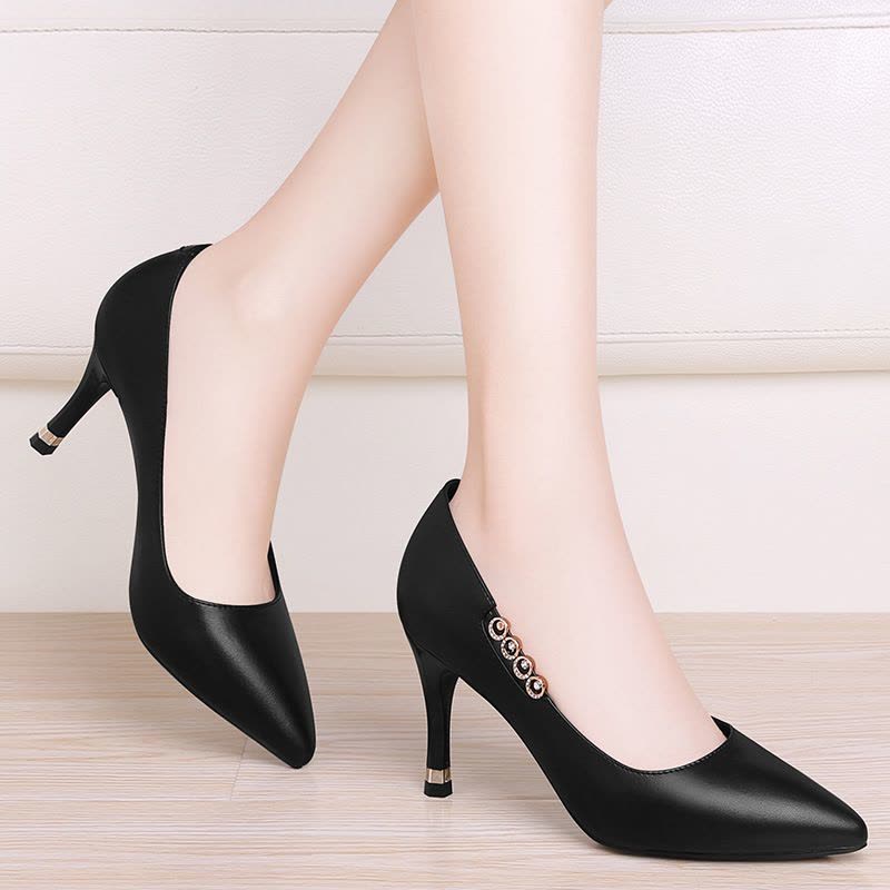 帝紫规时尚女鞋2020年新款春秋女鞋春秋款高跟鞋女细跟尖头气质优雅单皮鞋女士低帮鞋图片