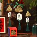 端午节手工编织灯心草粽子挂件艾草粉绿粽挂饰挂件材料包礼盒-呆萌粽绿色-风车款+礼盒--