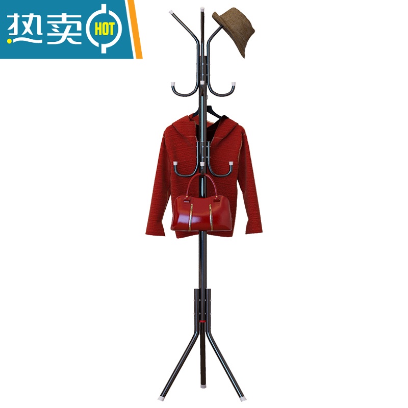 敬平简易晾衣架落地卧室挂衣架柜子收纳架置物架家用组装挂包架衣帽架 大号-灰色[主管直径32MM]高清大图