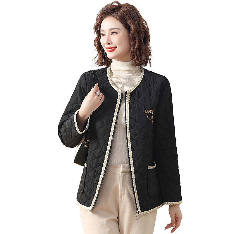 洋气妈妈秋冬装新款夹棉短外套中年女士小香凤宽松显瘦薄棉服上衣