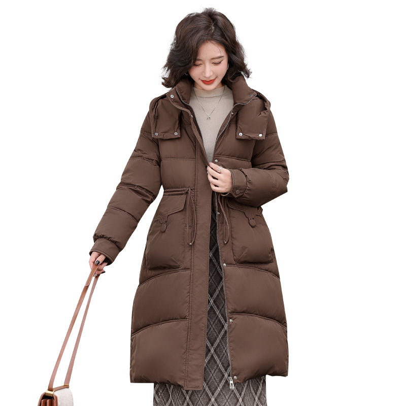 羽绒棉服冬季2024过膝新款连帽韩版宽松棉衣长款棉袄加厚外套女士高清大图