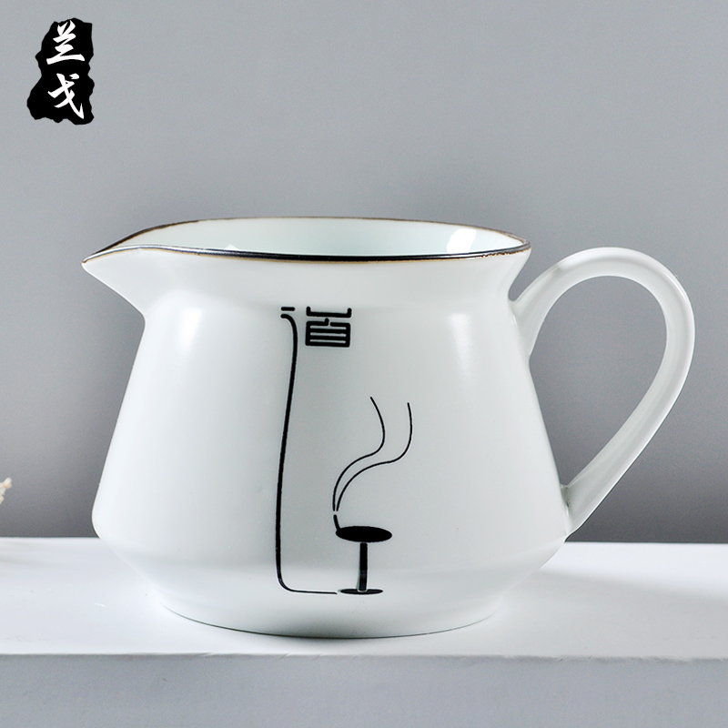 美帮汇羊脂定窑白瓷公道杯功夫茶具茶海 茶道分茶杯亚光白陶瓷公杯高清大图