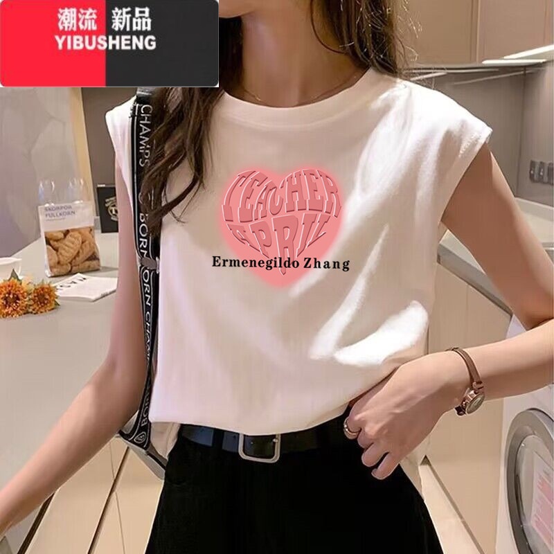 YIBUSHENG2023新款坎肩袖背心t恤女外穿纯气减龄内搭打底衫无袖上衣高清大图