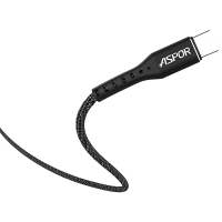 ASPOR A168 type-c据线平板手机通用尼龙数据线type-c 1M充电线 黑色