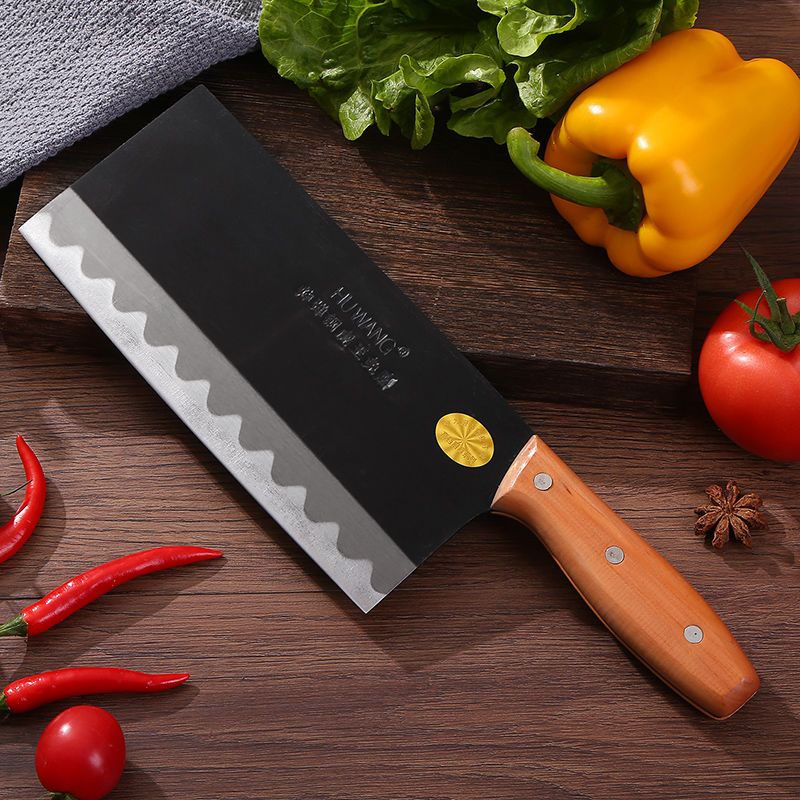 碳钢2号虎王免磨桑刀手工锻打家用菜刀饭店餐厅厨师刀切片刀锋利实木