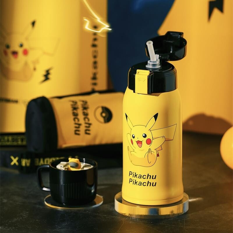 3D浮雕皮卡丘款杯具熊BEDDYBEAR儿童保温杯带吸管儿童水杯316不锈钢宝宝儿童保温壶600m