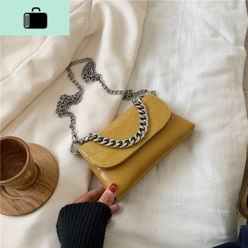 白色腋下包夏天夏季迷你小包包女2020新款潮斜挎百搭学生韩版链条NEWLAKE 黄色