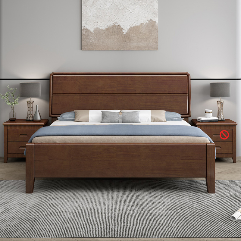 中豫鑫泽 ZYXZ4022903实木床简约1.2米单人床含一个床头柜 胡桃色高清大图