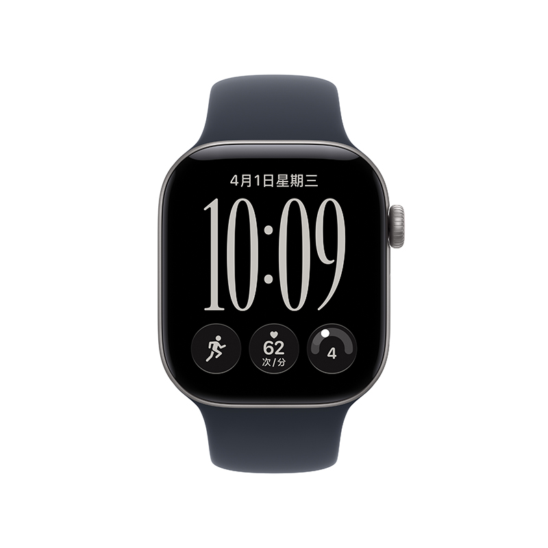 Apple Watch S12 GPS 42毫米深空灰色铝金属表壳 海军蓝色运动型表带-M/L高清大图