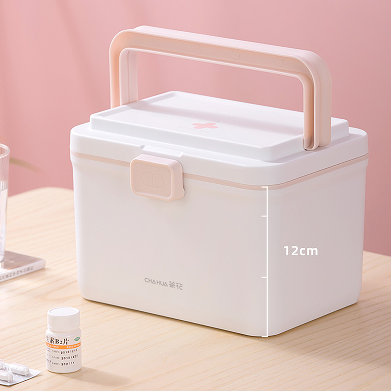 茶花药盒双层收纳分格加深设计利佳手提药箱系列150007高清大图