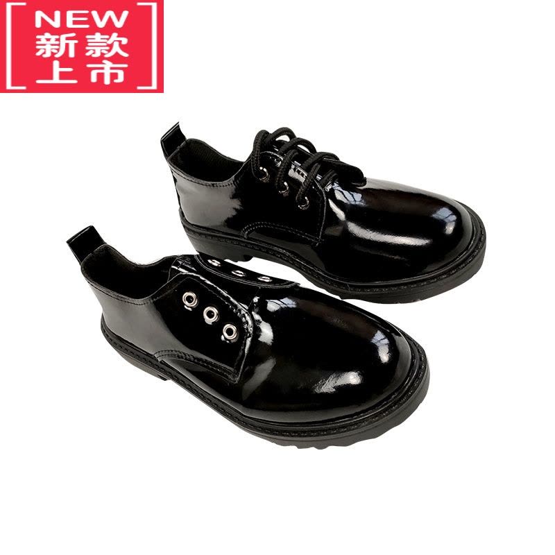 可莉允儿童皮鞋男童女童春秋季英伦韩版小学生演唱幼儿表演舞台黑色鞋子运动休闲鞋图片
