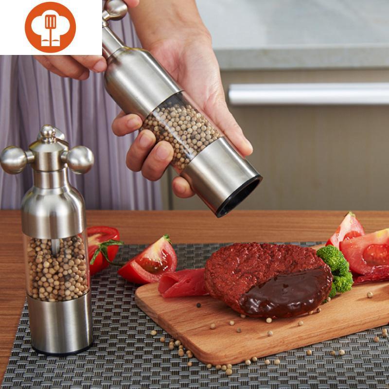 工具 艺呈304不锈钢黑白胡椒磨手动研磨器花椒调料罐调味粉瓶磨粉器大