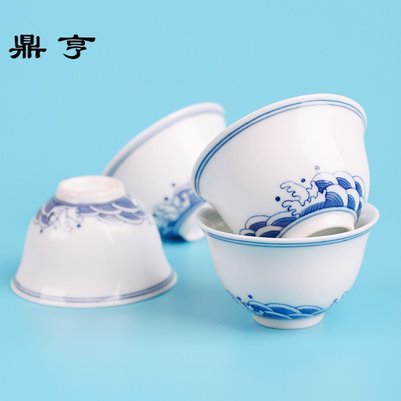 鼎亨主人杯小茶杯青花陶瓷 景德镇功夫茶具手工手绘单杯普洱杯