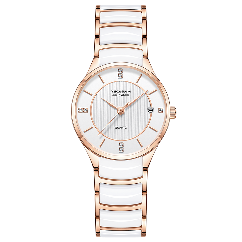 西卡丹(xikadan)品牌女士手表女新款镶钻潮流陶瓷石英表防水女士手表