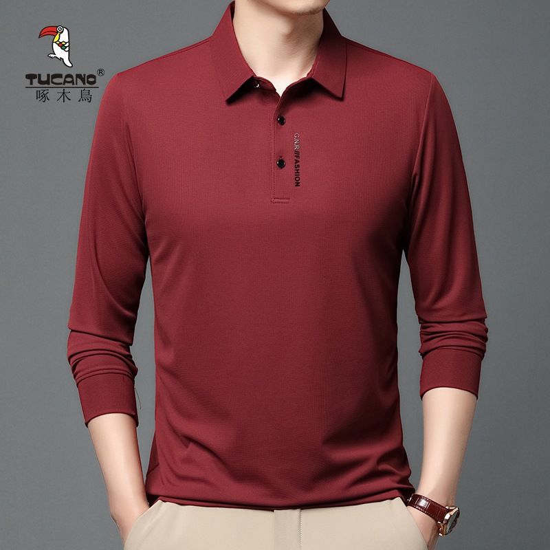 啄木鸟夏季短袖polo衫男新款华夫格卫衣商务休闲t恤中年爸爸上衣高清大图