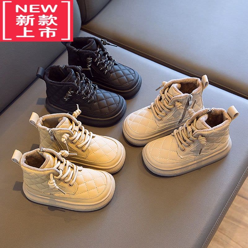 可莉允儿童棉鞋女童靴子2022秋冬新款男童二棉短靴加绒马丁靴宝宝雪地靴图片