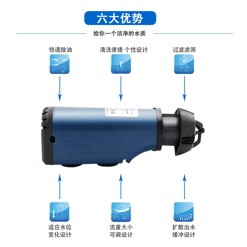 松宝油膜处理器鱼缸除油污器水族箱水内置鱼缸自浮式电动去油膜高清大图