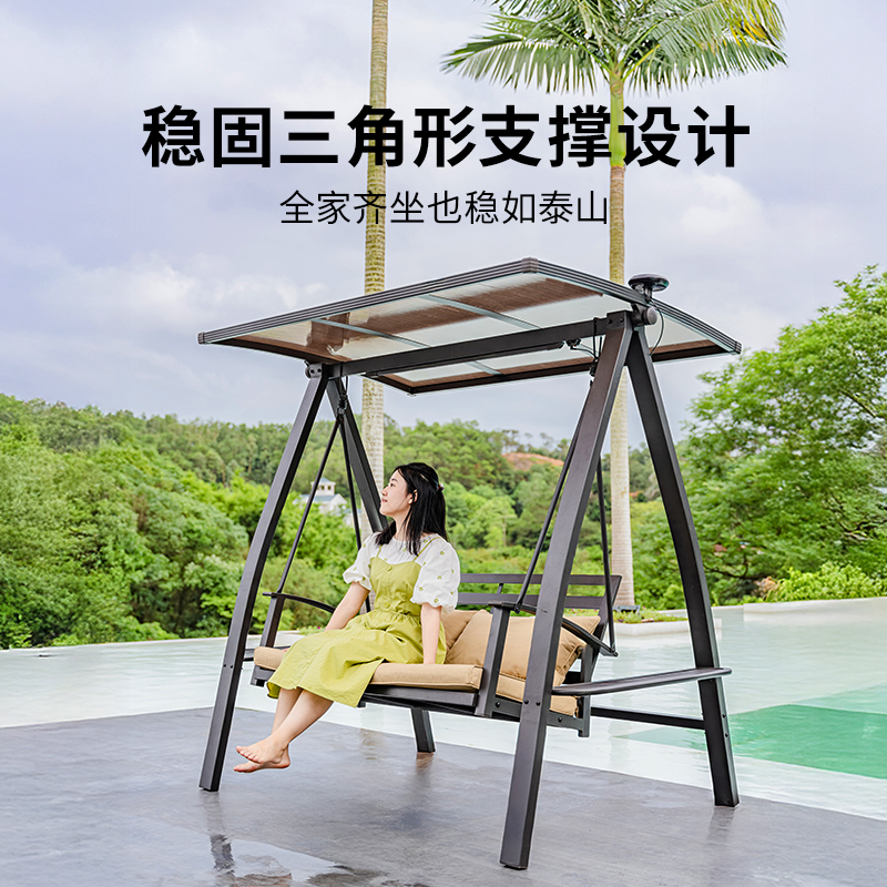 秋千椅庭院摇椅吊椅花园别墅院子室外铁艺单人阳台户外秋千高清大图