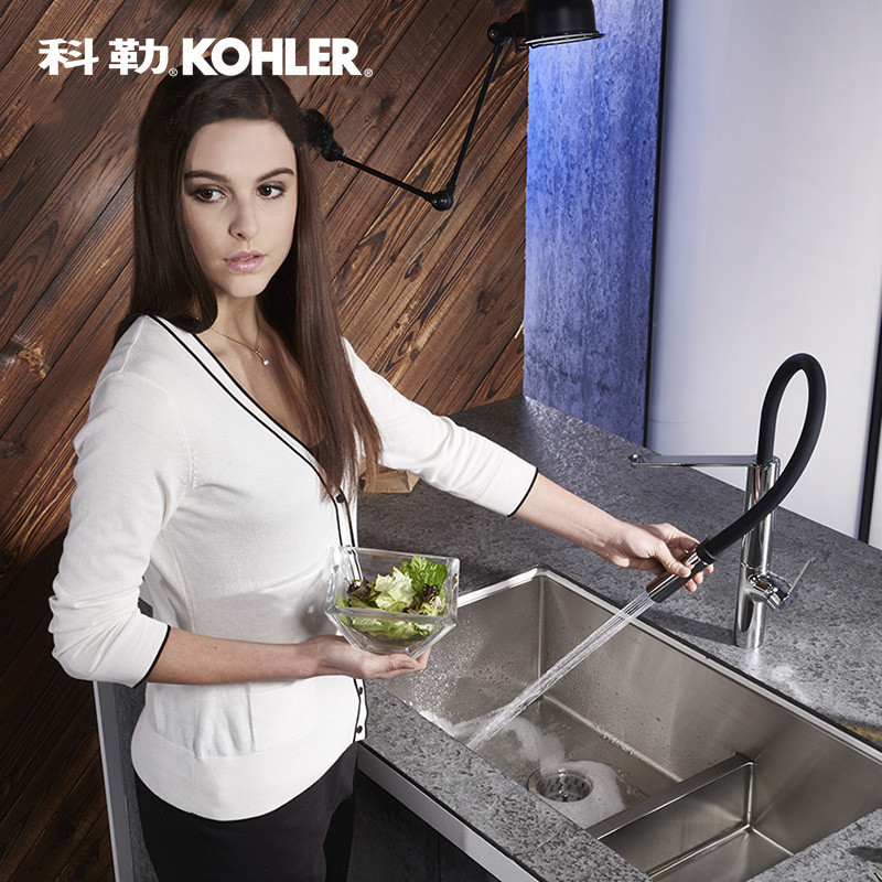 科勒(KOHLER)厨房龙头 普洛特单把厨房龙头 水槽龙头 抽拉水龙头 99887T-4
