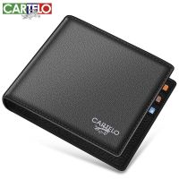 头层牛皮钱包男士钱包短款时尚商务真皮钱夹_616 【内置拉链】深黑OptionB+烫平