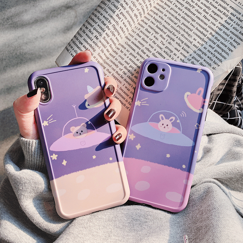 ins可爱防iphone11pro手机壳摔女款苹xsmax飞碟小熊苹果11手机壳硅胶7