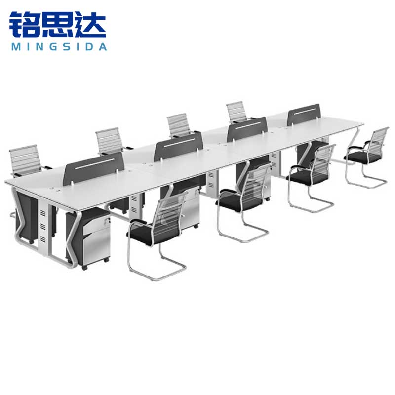 铭思达屏风办公桌八人位含柜椅套
