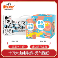 皇氏乳业十万大山纯牛奶200ml*15盒儿童营养补钙奶搭配元气酸奶原味205g*12盒整箱儿童学生早餐奶组合