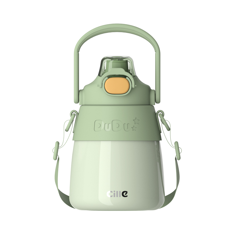 希乐Cille双饮大肚保温杯女士高颜值大容量水杯儿童学生吸管水杯户外便携杯高清大图