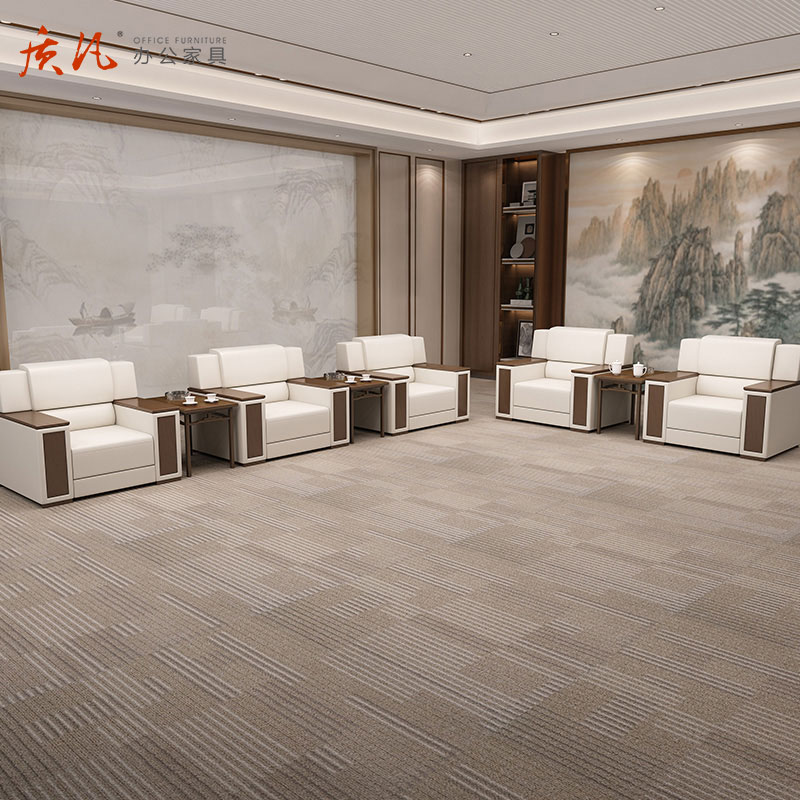 质凡新中式会客沙发 真皮单人位高清大图