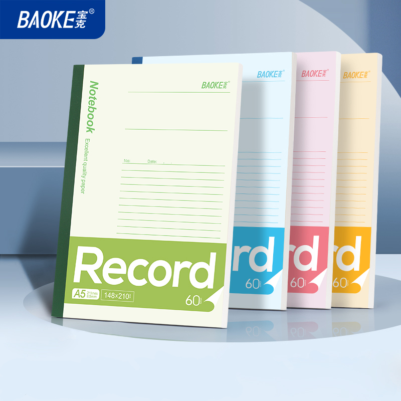 宝克（BAOKE）205A 白卡纸封面笔记本子无线胶装软抄本办公记事本软面抄学生日记作业本【A5/20张】混色 1本装