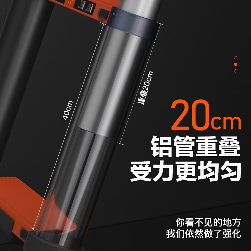 巴芬 家用伸缩梯铝合金竹节梯加厚工程梯带挂钩[无痕管]直梯3.5m