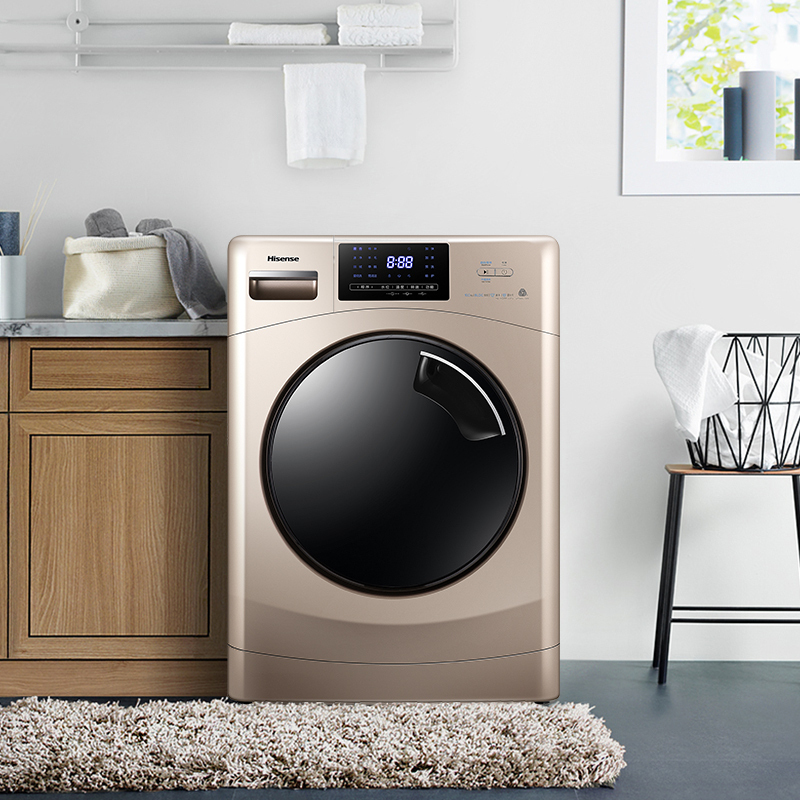 海信(Hisense)10KG全触控变频家用节能低噪全自动滚筒洗衣机 HG100DAA122FG高清大图