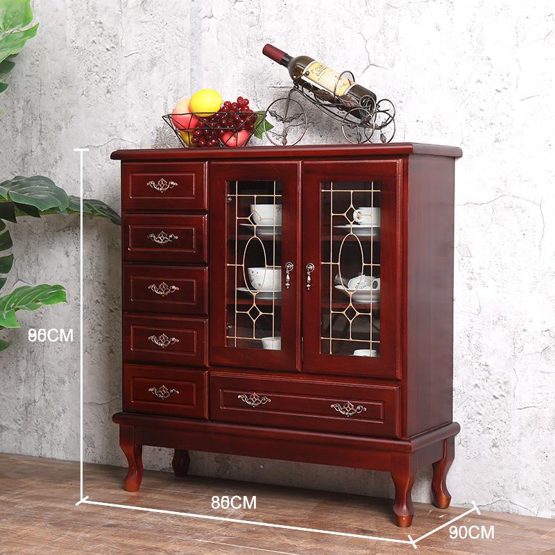 柜客厅碗柜欧式烤漆酒柜现代简约茶水柜定制 棕红色中号85*30*90双门