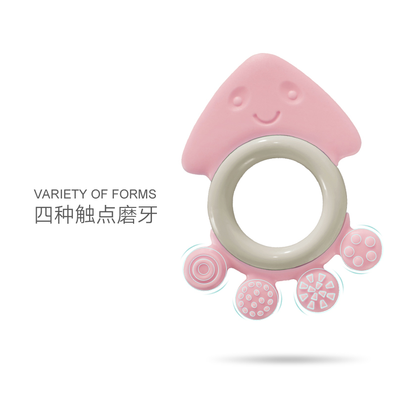 oonew喔喔牛宝宝磨牙器 宝宝磨牙棒磨牙玩具曼哈顿球 婴儿磨牙牙胶咬咬乐粉色TB-1680P