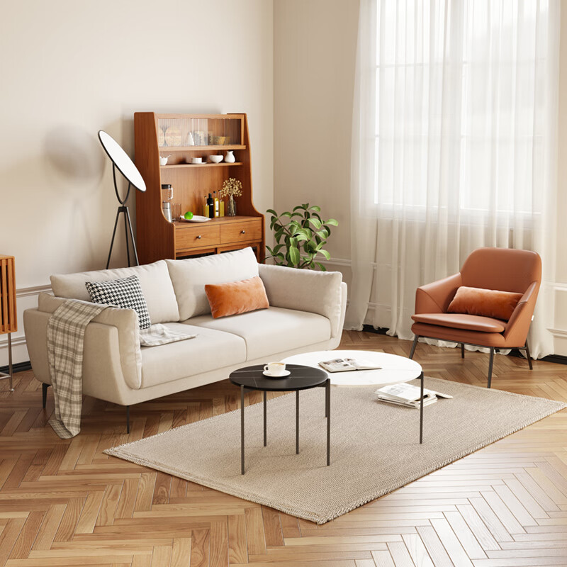 域赢北欧布艺沙发客厅整装简约现代小户型沙发海绵三人2.1m款高清大图